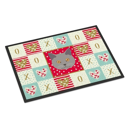 Carolines Treasures 18 x 27 in. Chartreux Cat Love Indoor or Outdoor Mat CK5100MAT